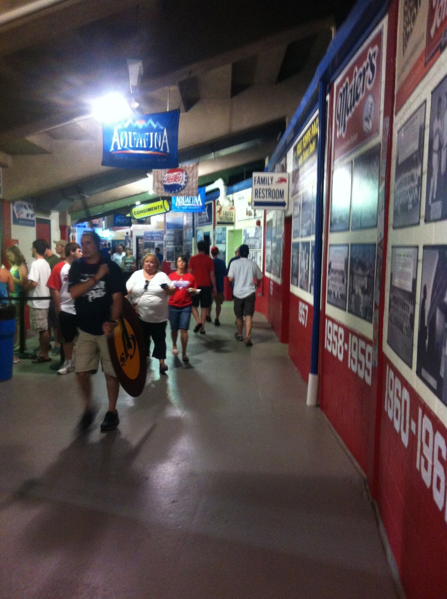 In the concourse that runs beneath the main seating area at FirstEnergy Stadium.